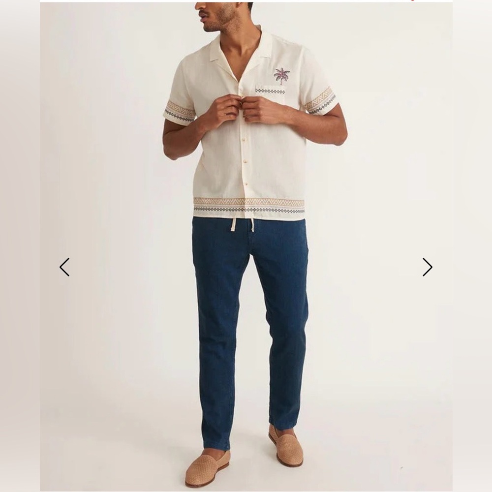 Marine Layer Saturday Indigo Texture Pull On Jeans Pants XL Blue Drawstring - Picture 11 of 11